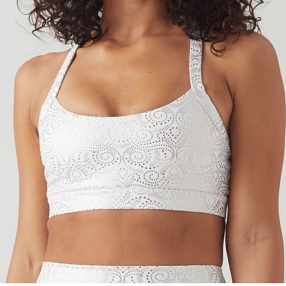 Glyder Other - GLYDER NWT LOTUS SPORTS BRA WHITE GOLD FOIL EXTRA SMALL